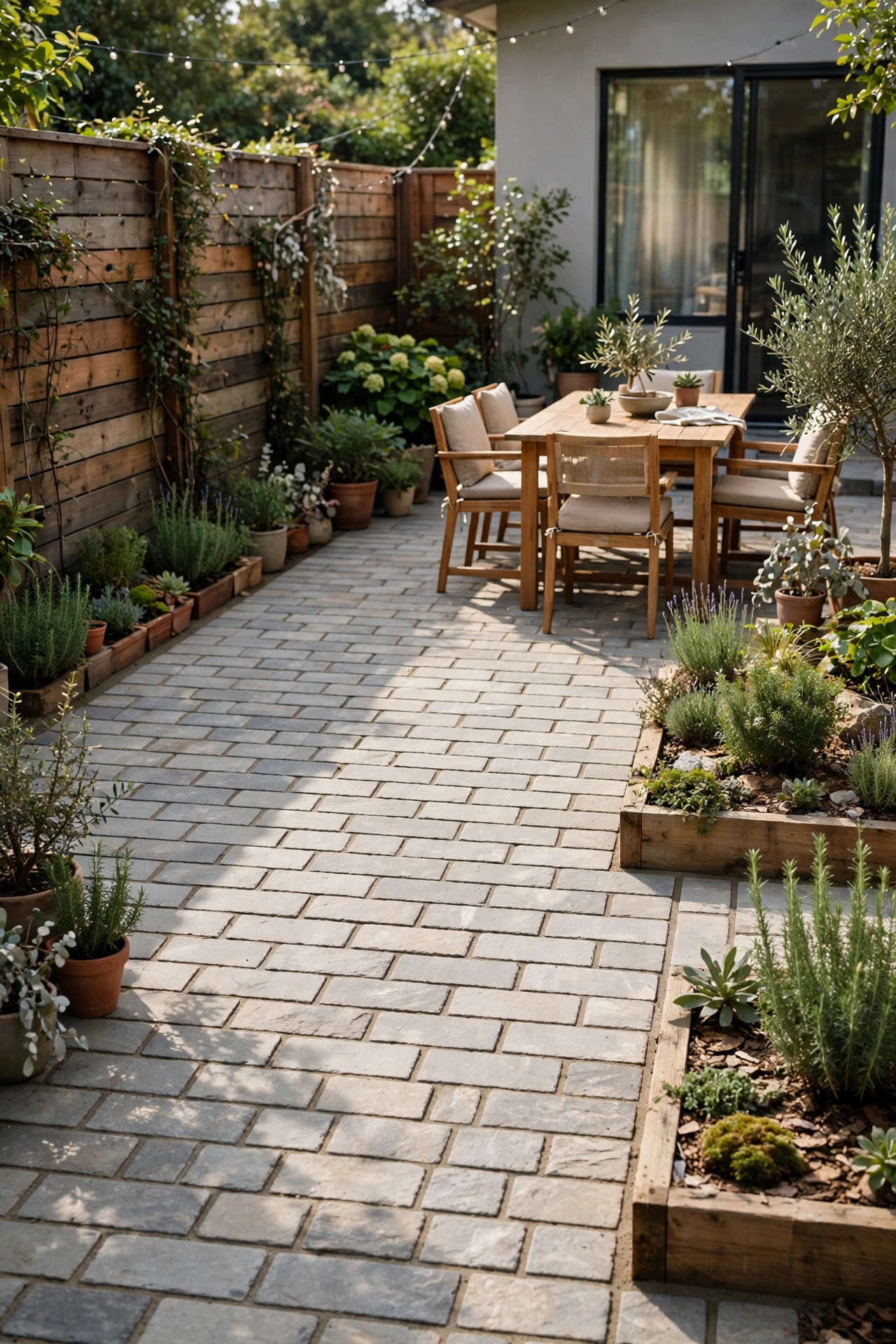 Backyard with a new patio surface