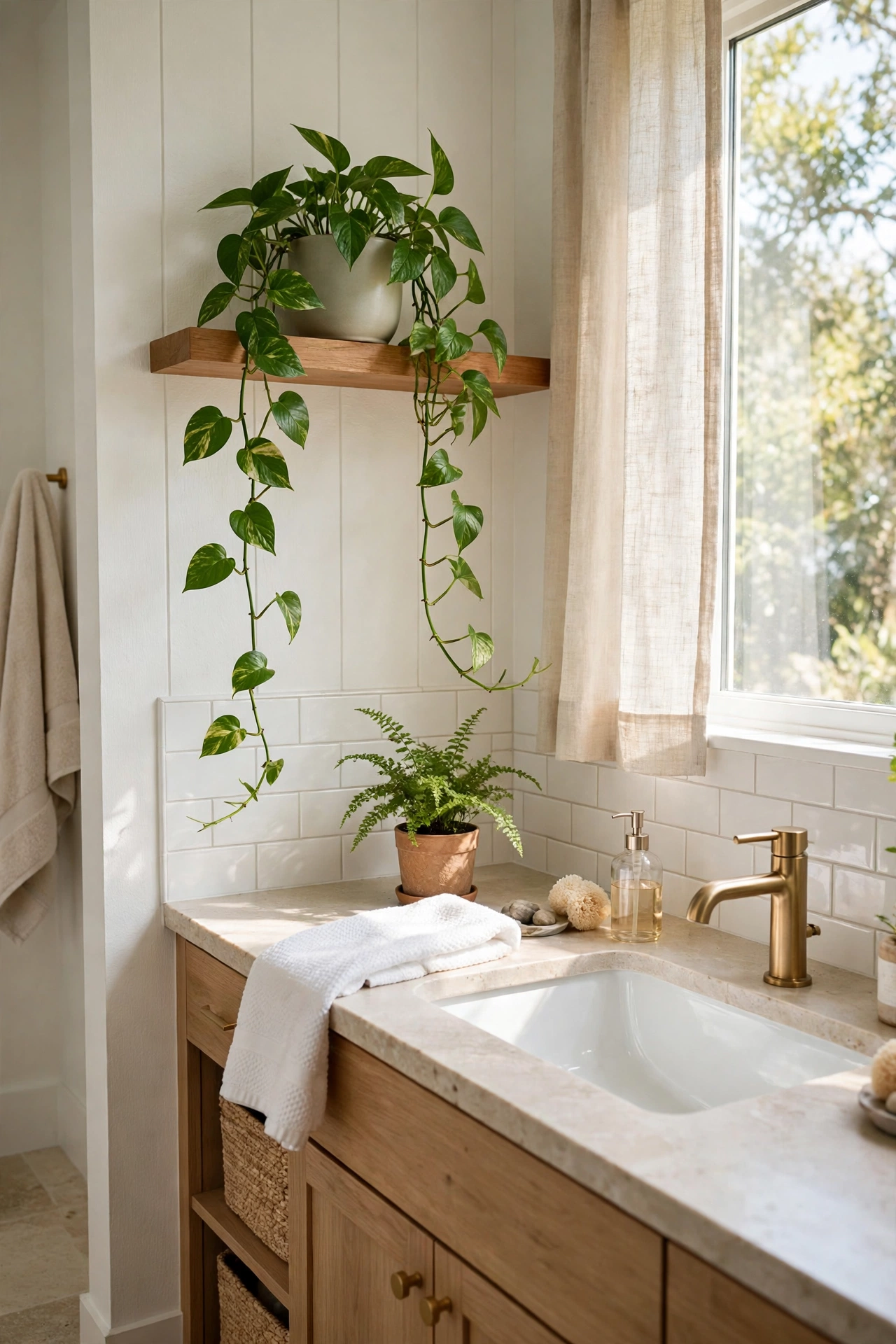Bathroom makeover with a plant or two