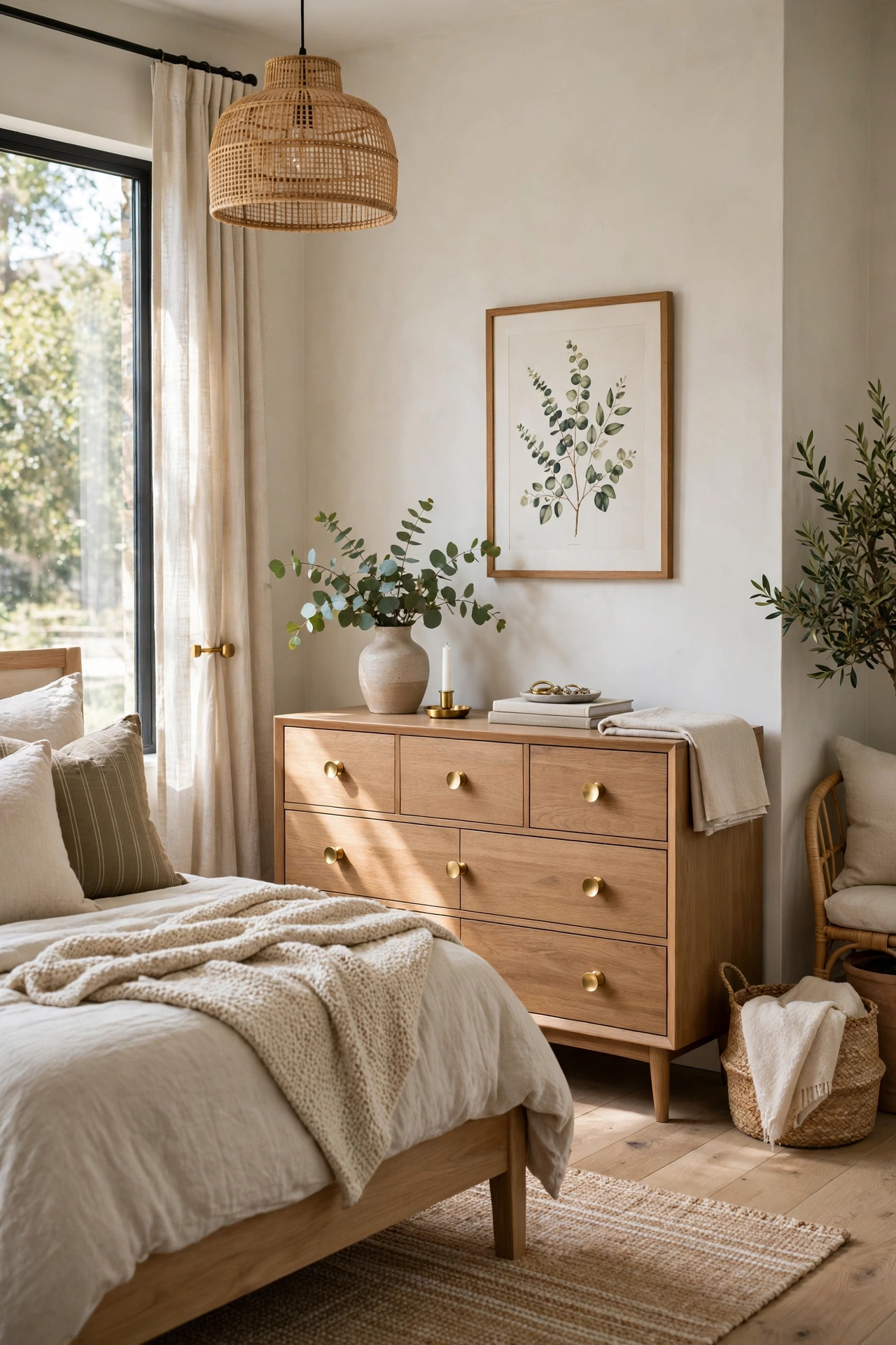 Bedroom makeover with updated hardware and fixtures