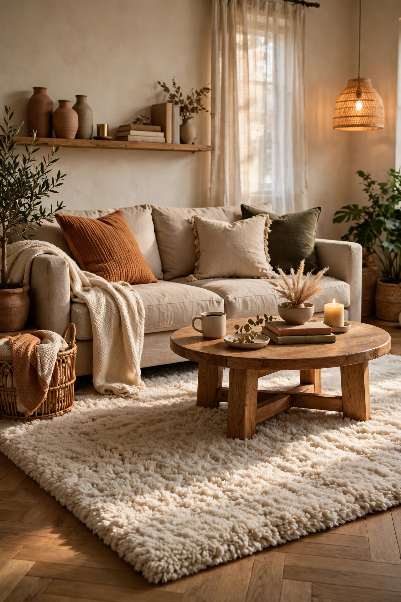 Cozy living room with a soft area rug