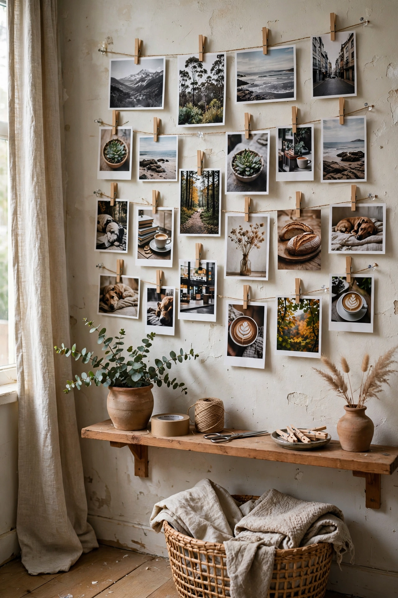 DIY apartment with a photo wall