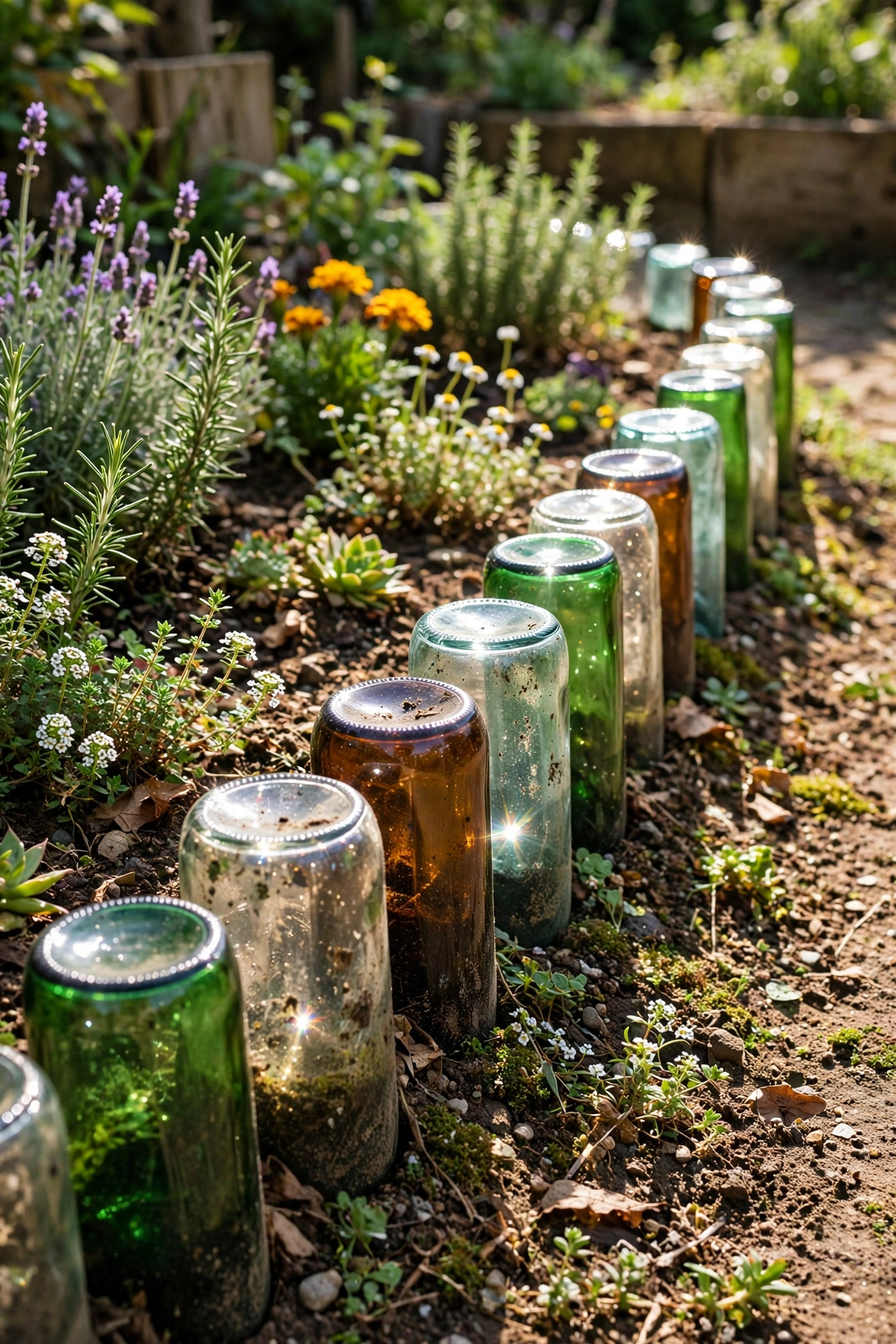 Garden with bottle edging