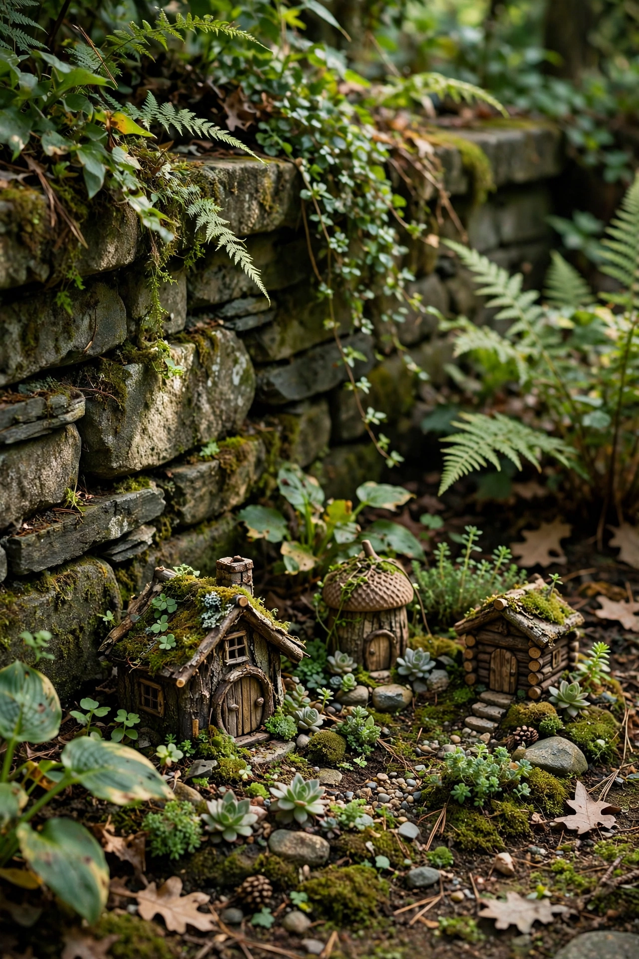 Garden with a fairy garden corner