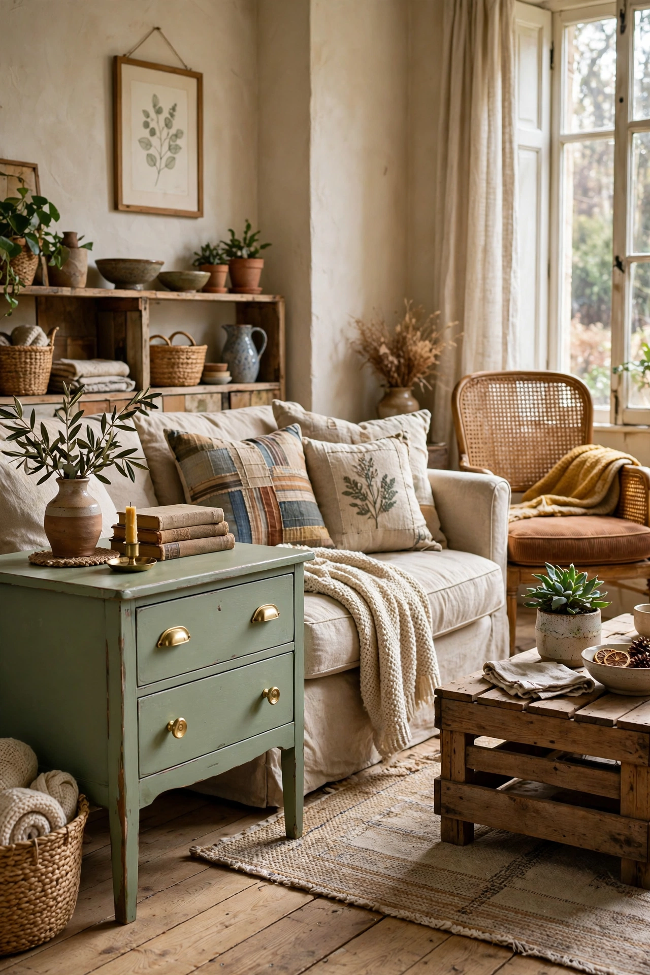Living room with upcycled furniture