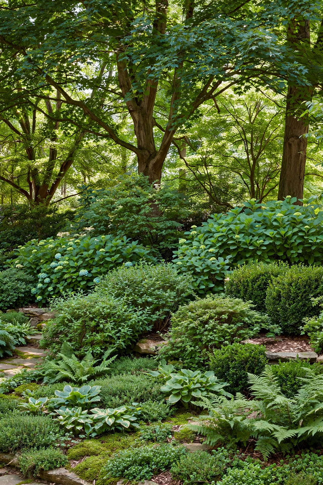 Garden with layered plants
