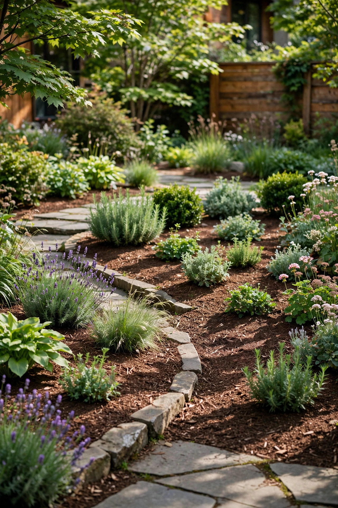 Garden with mulch