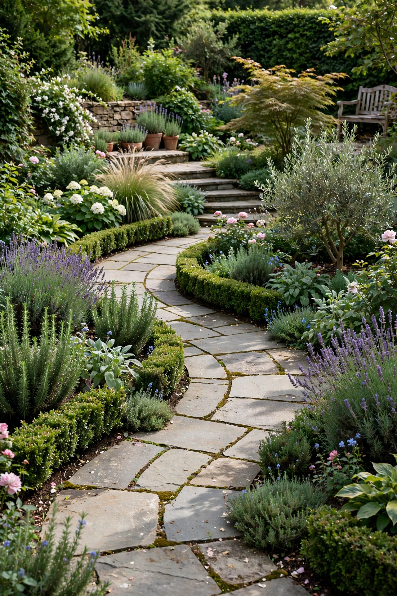 Garden with beautiful paths
