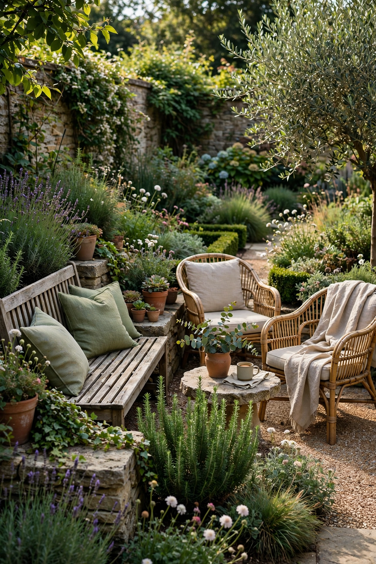 Garden with seating areas