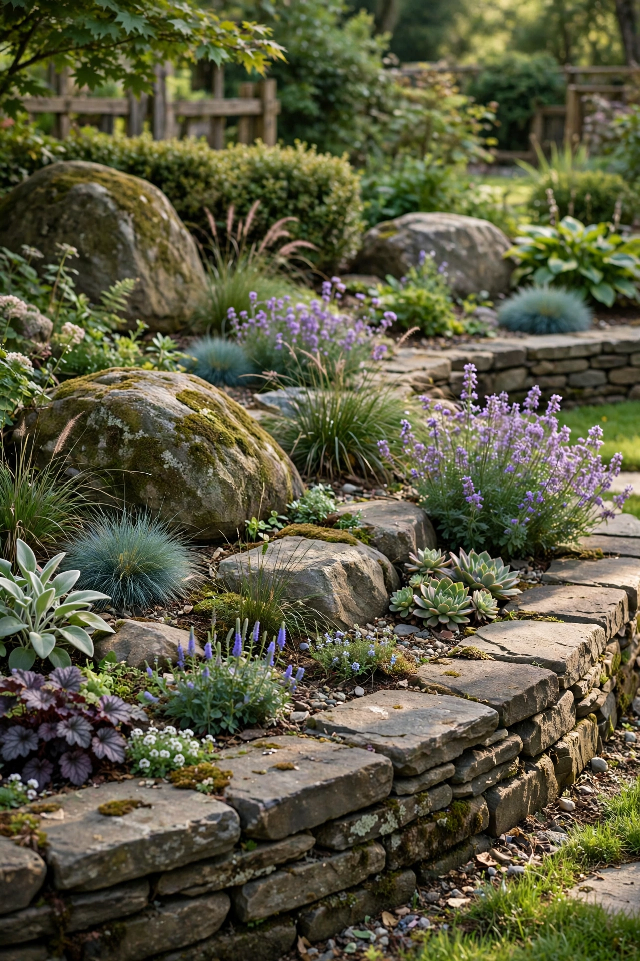 Garden with stone accents