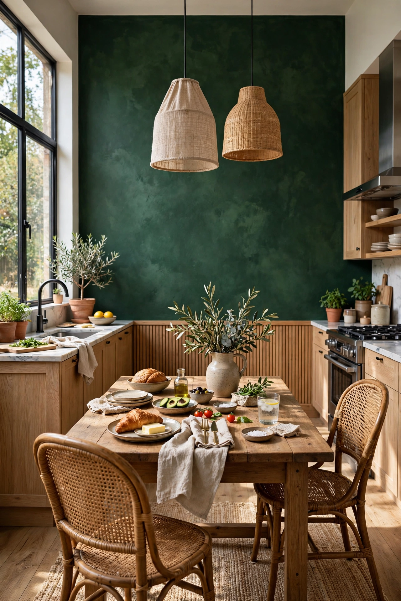 Kitchen with an accent wall