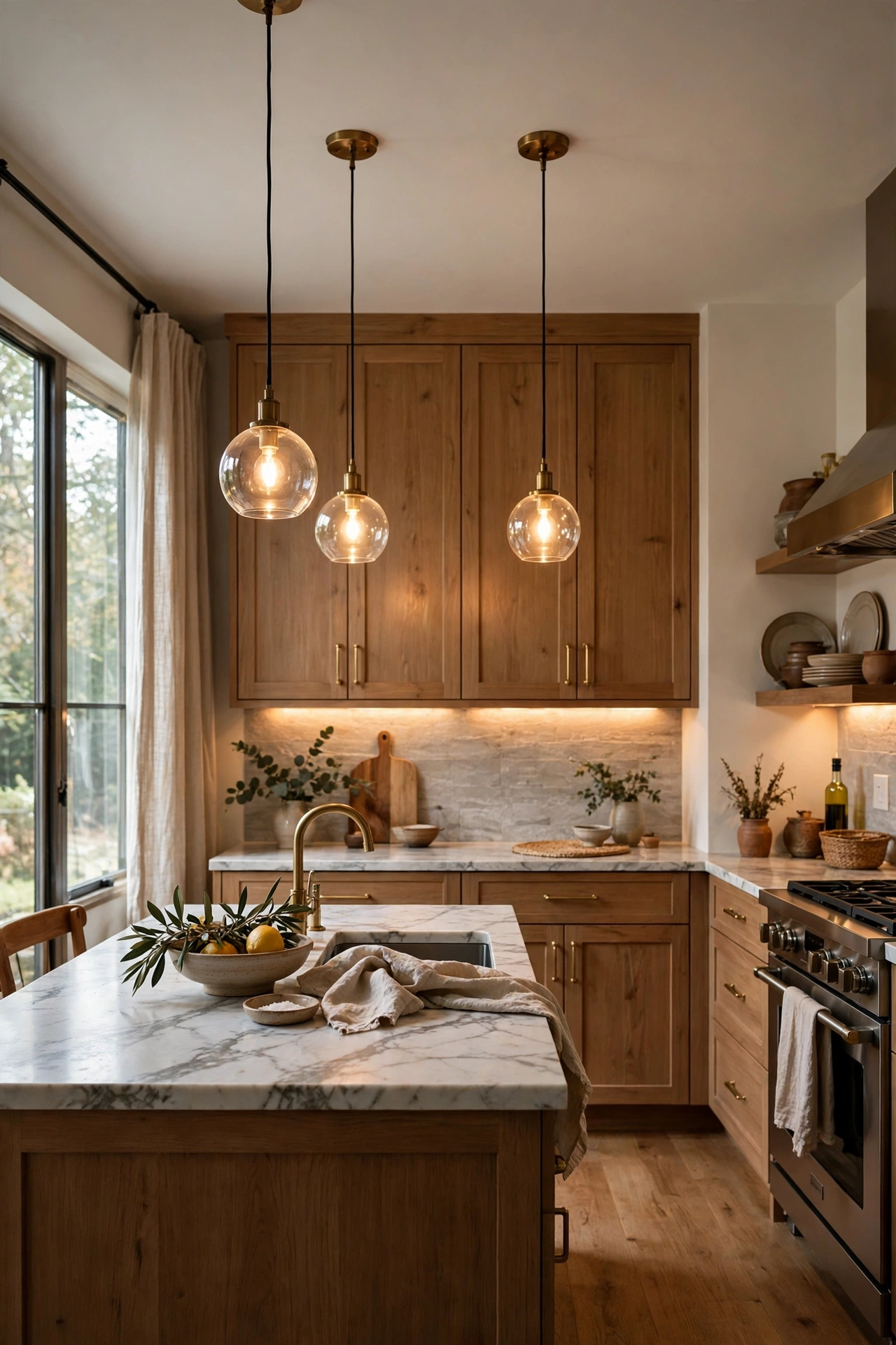 Kitchen with layered new lighting