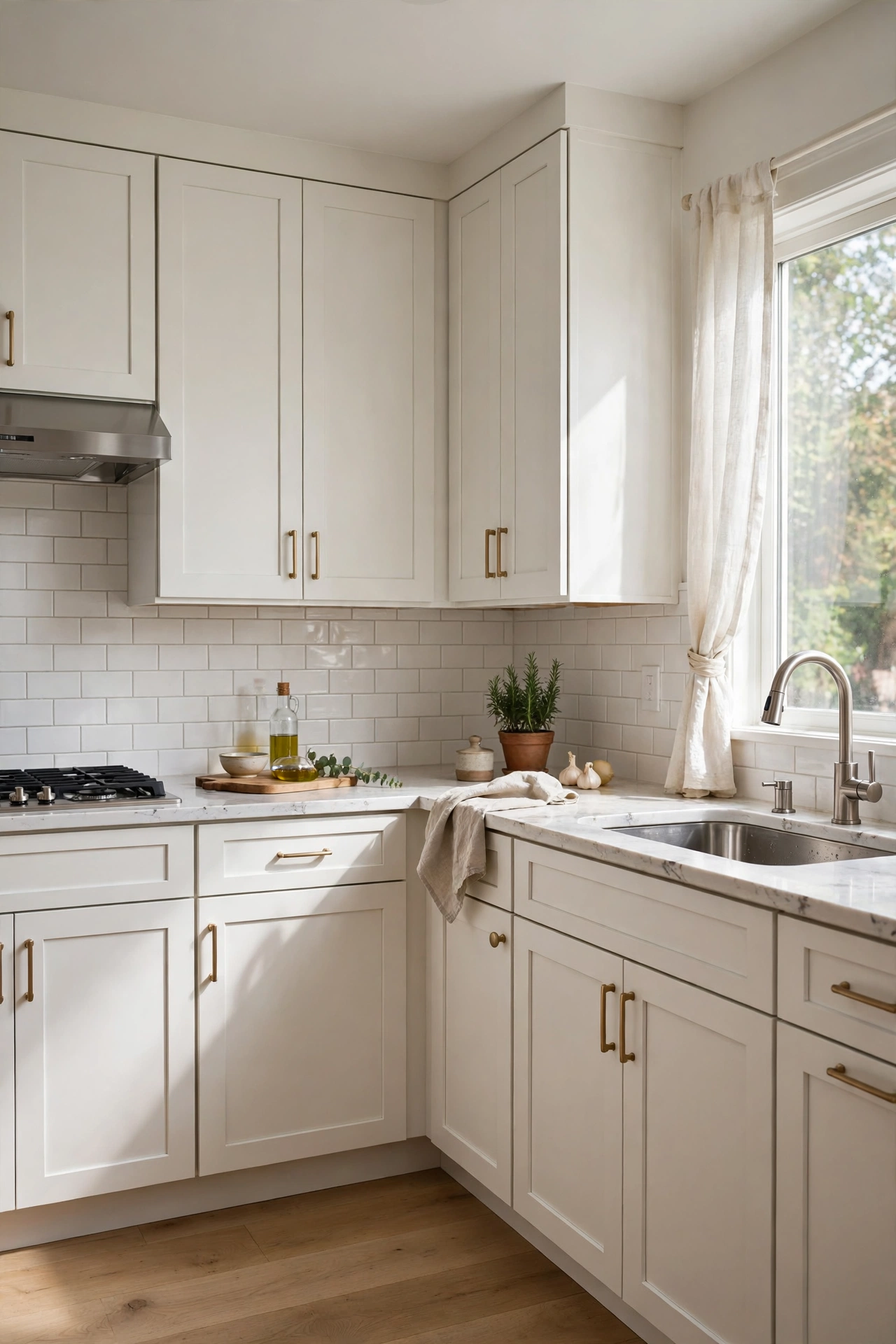 Kitchen with refaced cabinets