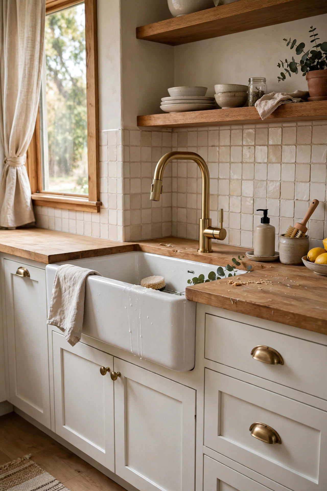 Kitchen with an upgraded sink and faucet