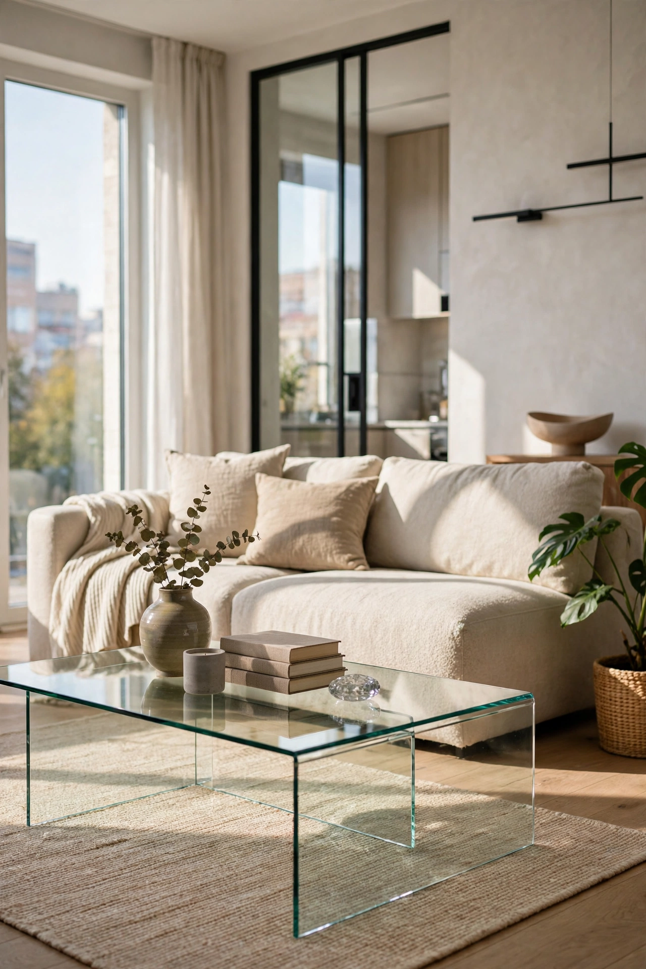 Modern apartment with glass elements