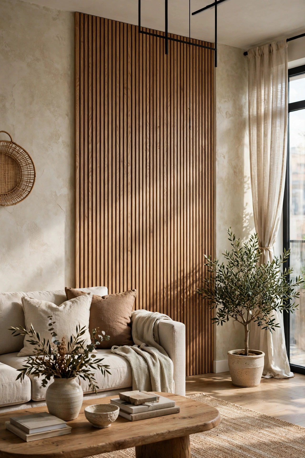 Modern apartment with textured walls