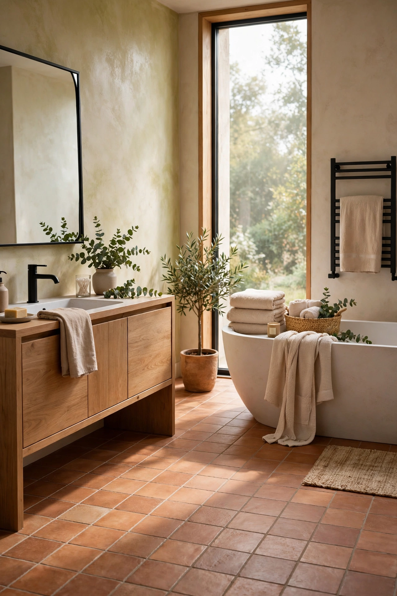 Modern bathroom with heated floors