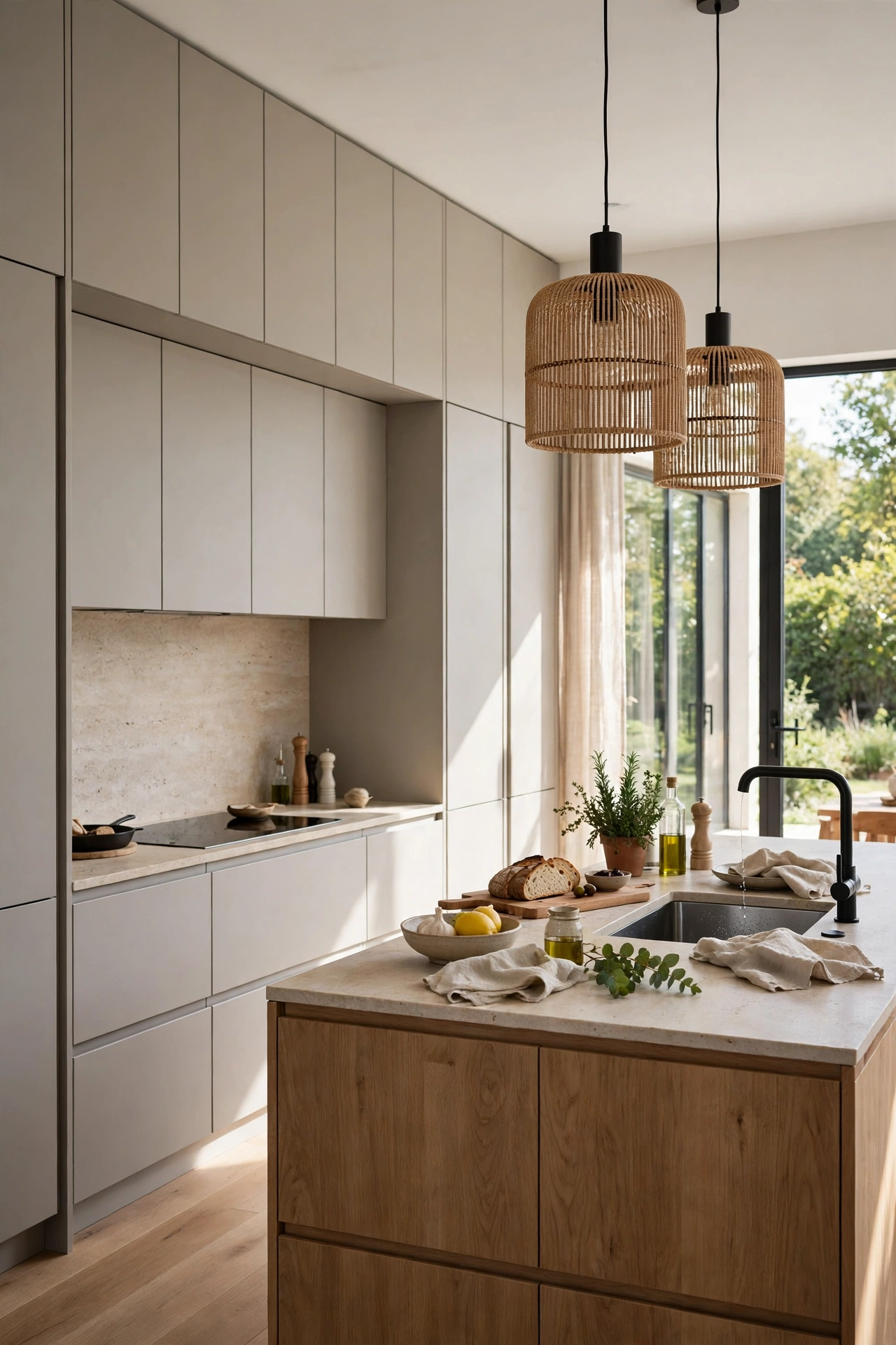 Modern kitchen with handleless cabinets