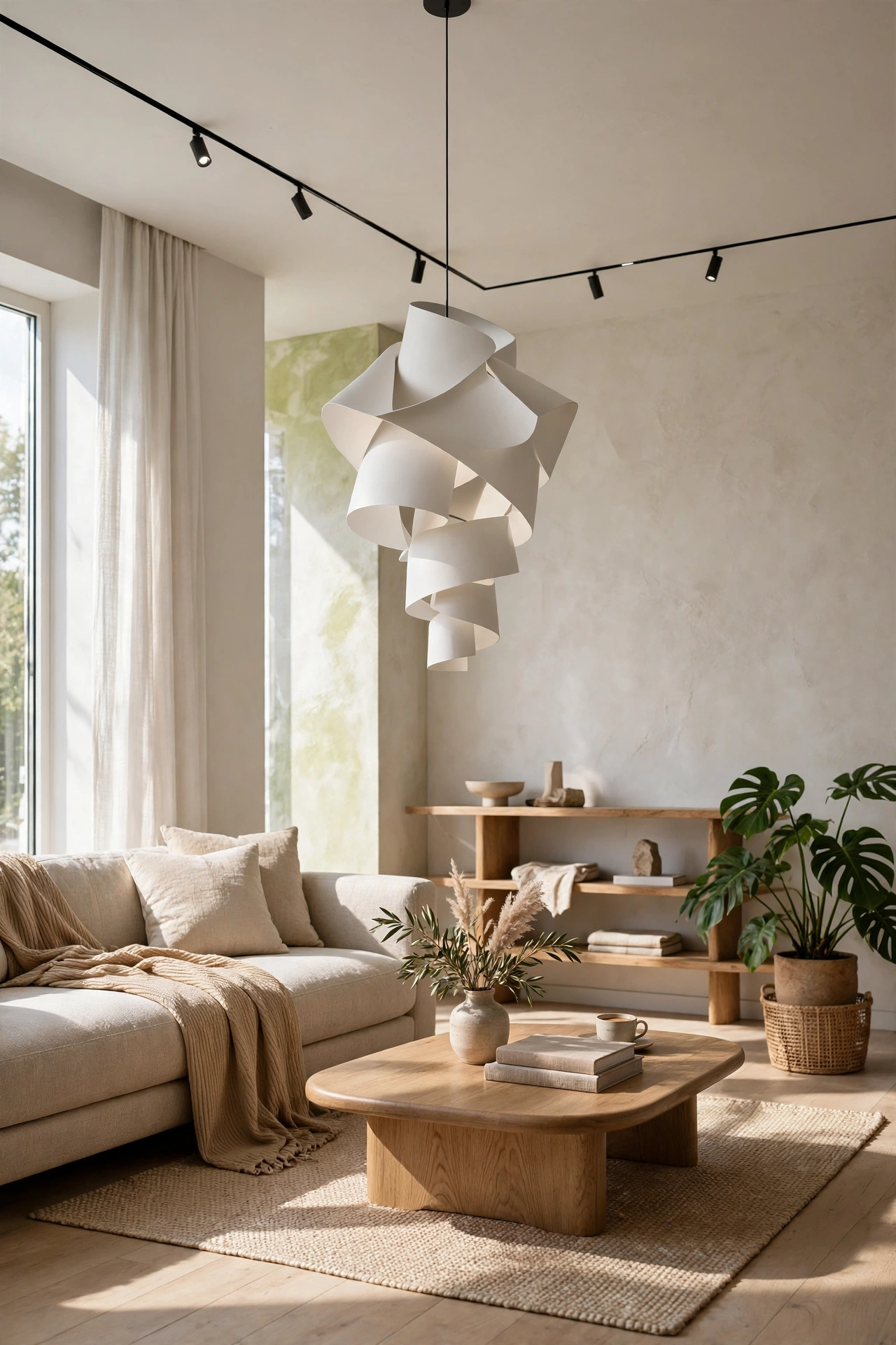 Modern living room with modern lighting fixtures