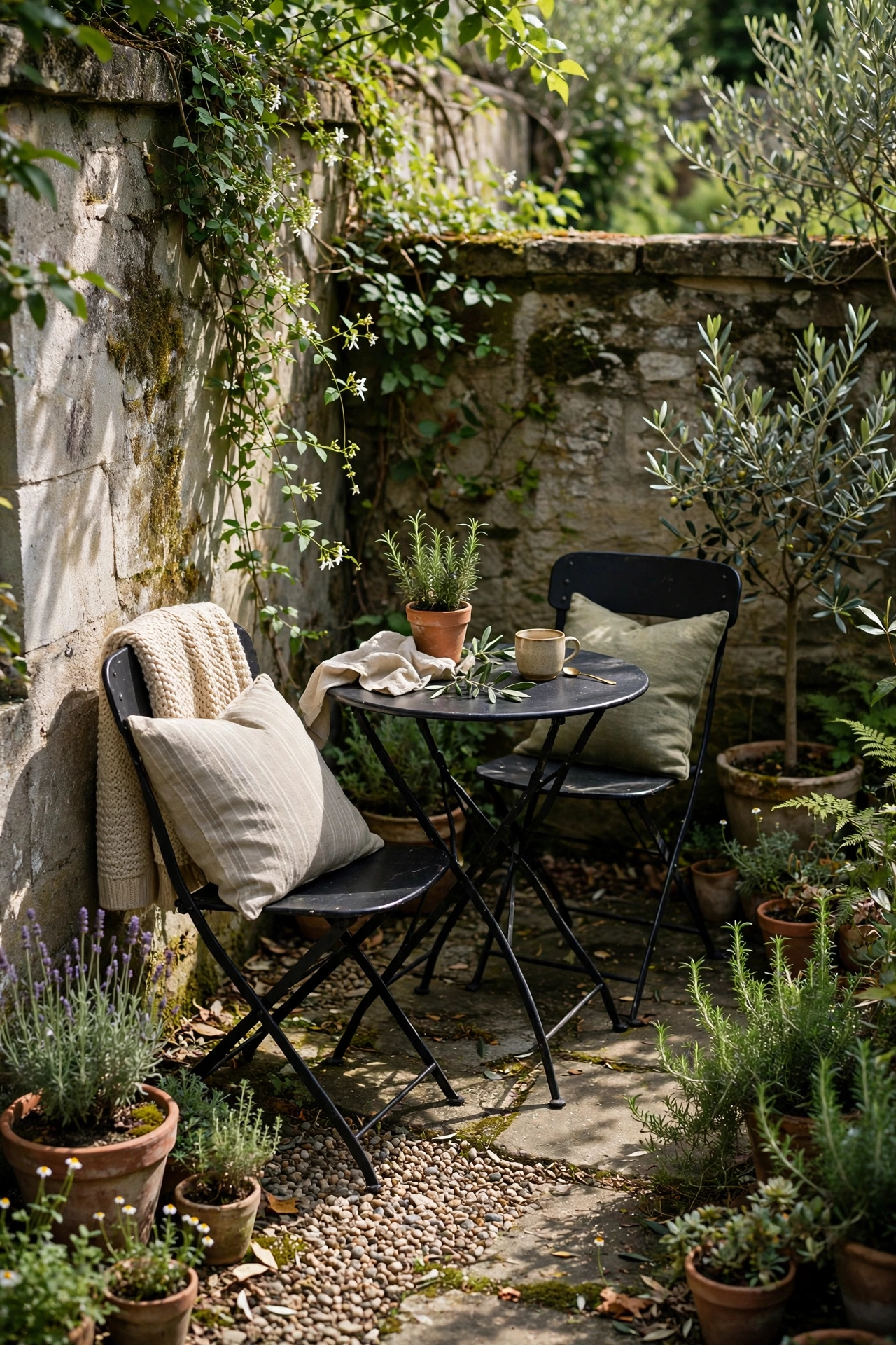 Small garden with a compact seating nook