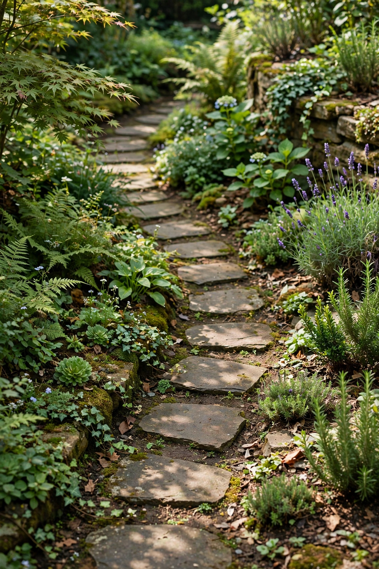 Small garden with a narrow path