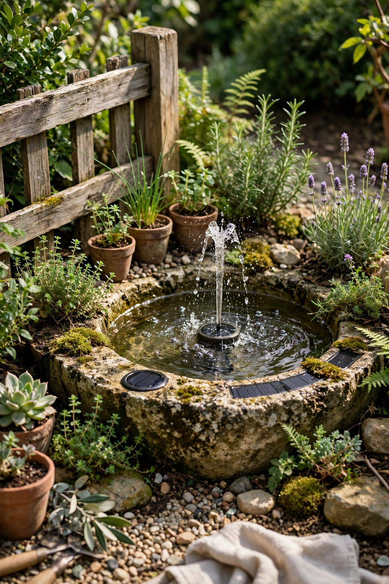 Small garden with a small water feature
