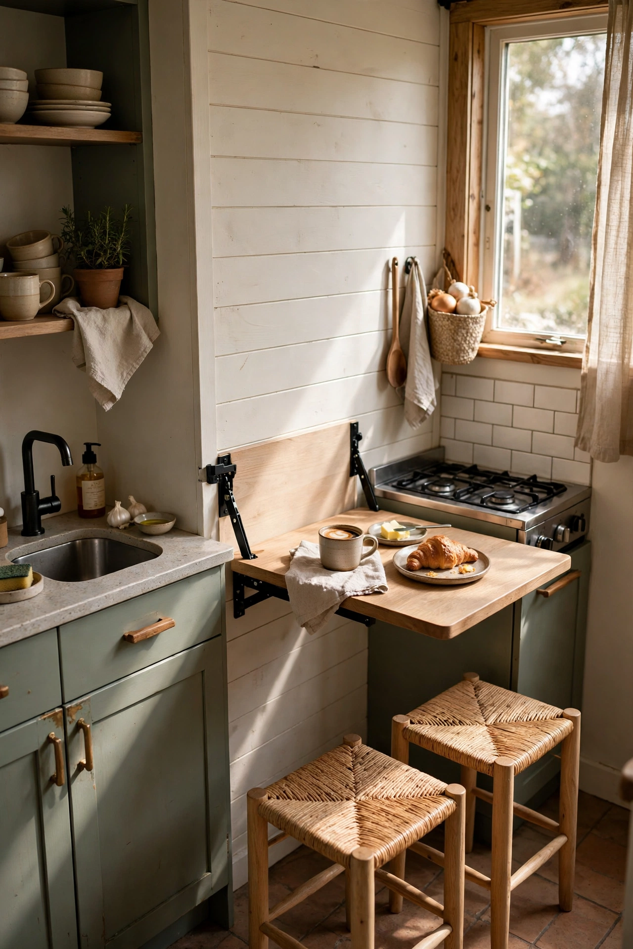 Small kitchen with a fold-down table