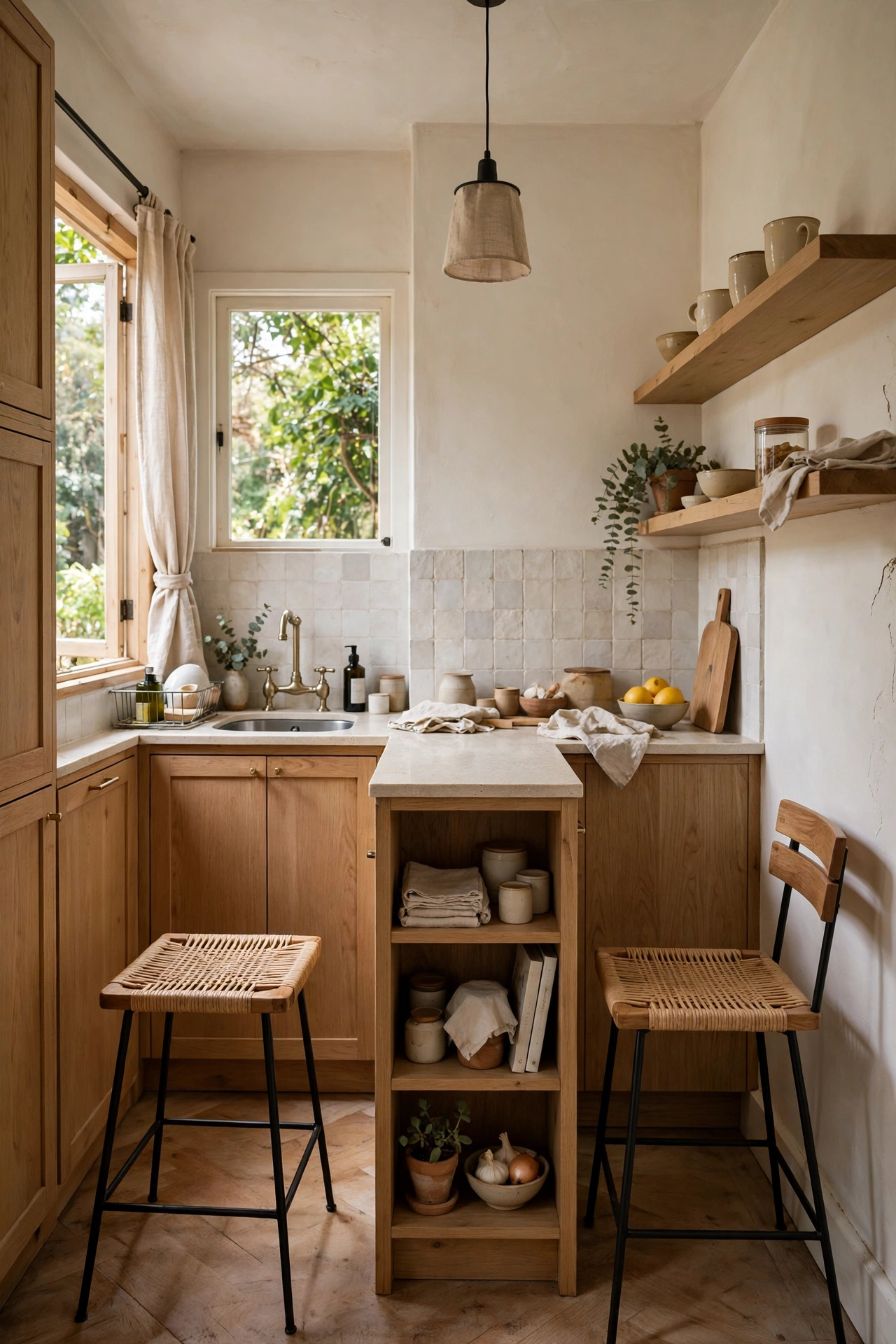 Small kitchen with a slim island