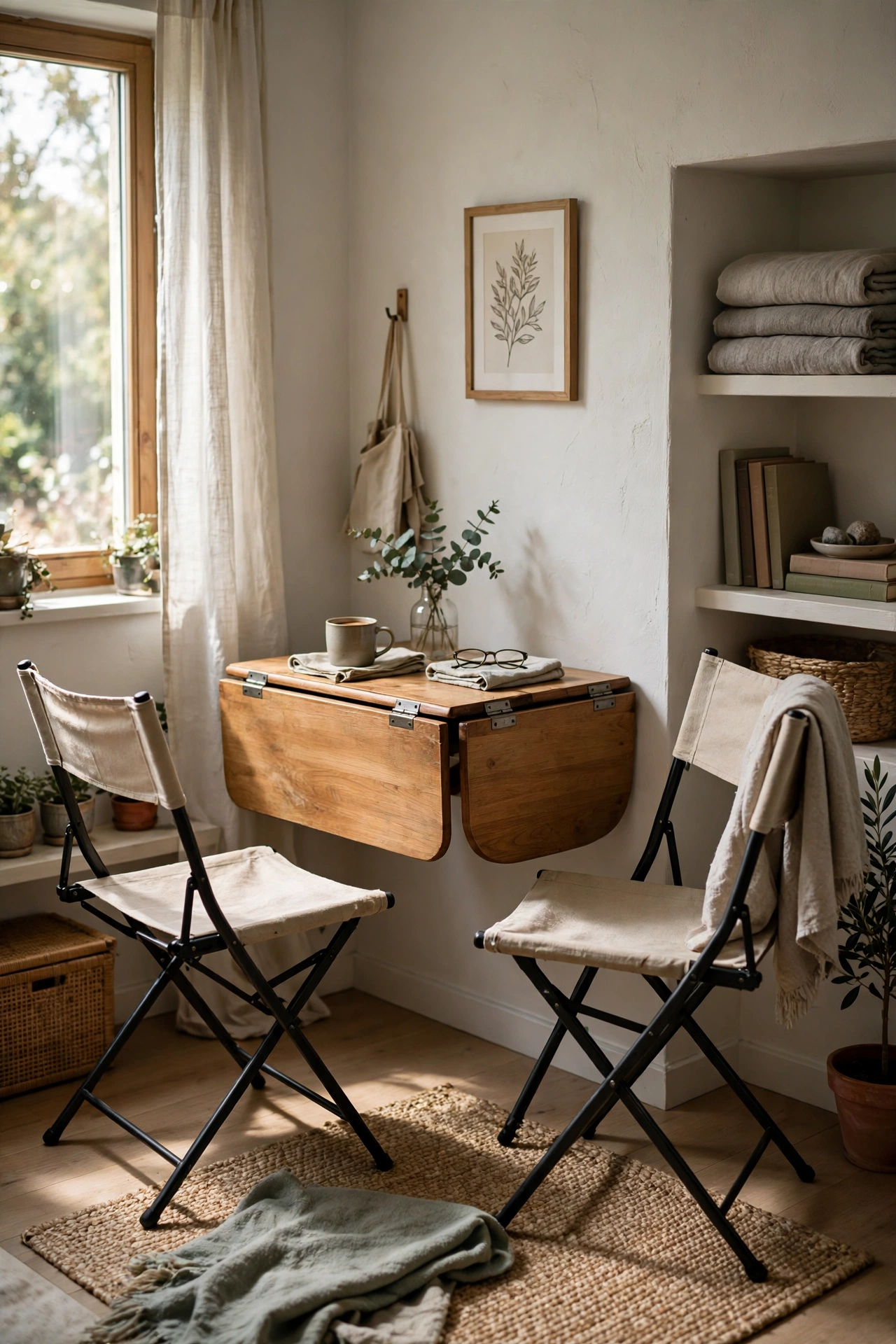 Small living room with foldable furniture